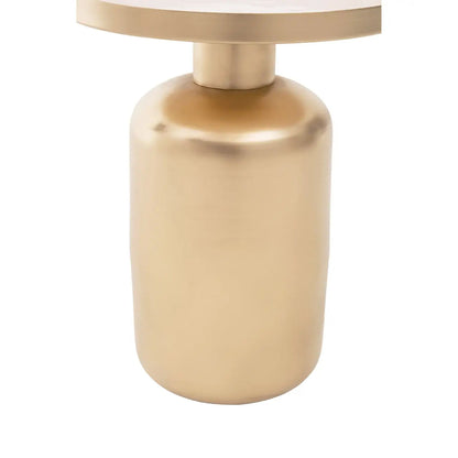 Amira Off White Enamel Top Metal Side Table With Matte Gold Base