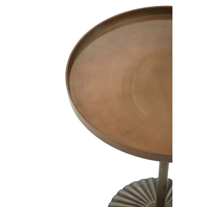 Pali Large Round Side Table In Antique Brass