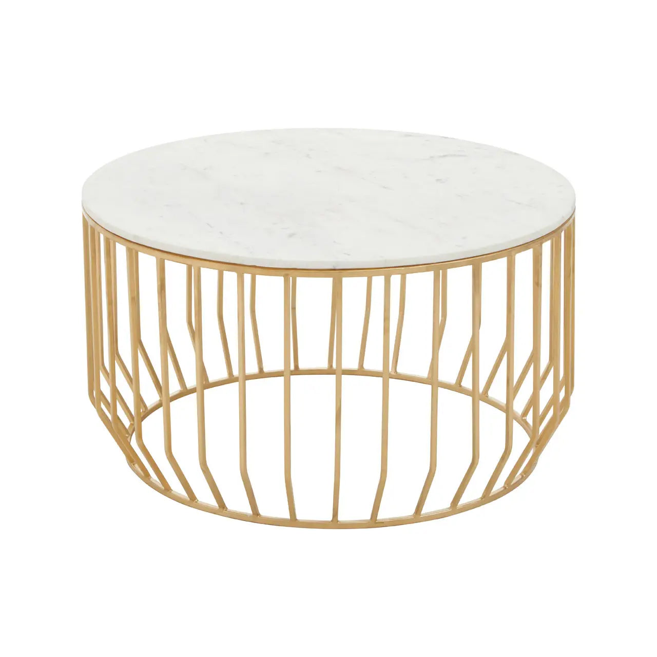 Pali Marble Coffee Table In White With Gold Metal Base