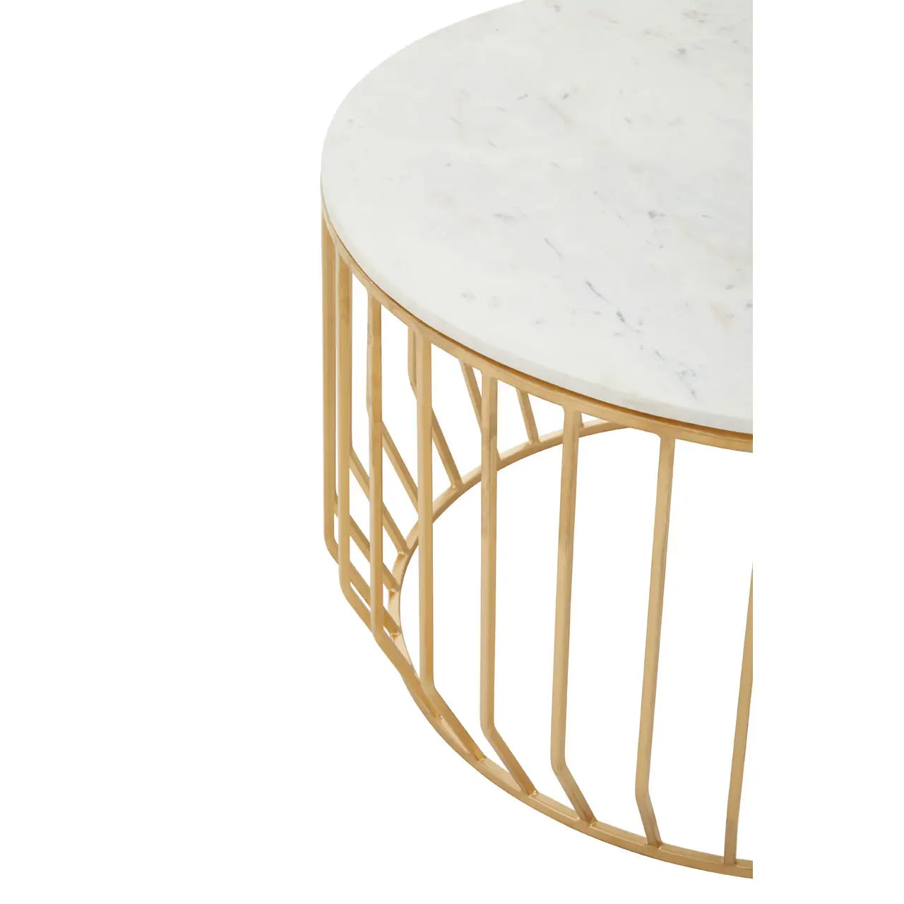 Pali Marble Coffee Table In White With Gold Metal Base