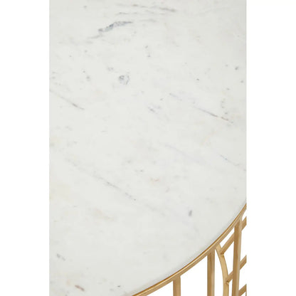 Pali Marble Coffee Table In White With Gold Metal Base
