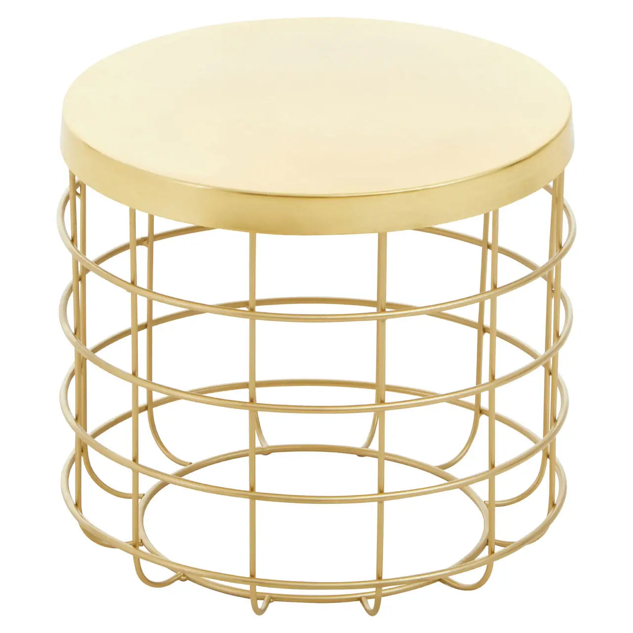 Pali Round Aluminium Side Table In Gold With Caged Base