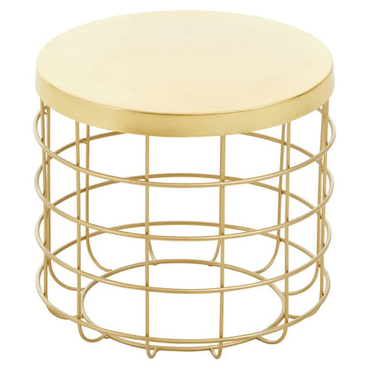 Pali Round Aluminium Side Table In Gold With Caged Base