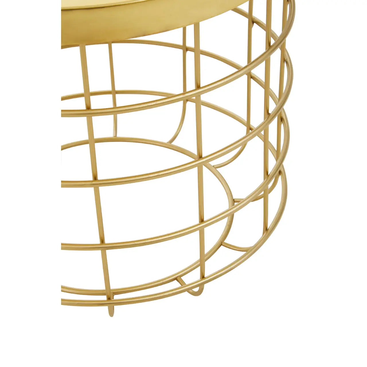 Pali Round Aluminium Side Table In Gold With Caged Base
