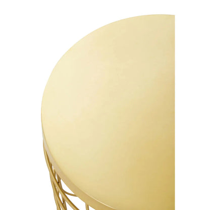 Pali Round Aluminium Side Table In Gold With Caged Base