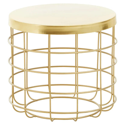 Pali Round Aluminium Side Table In Gold With Caged Base
