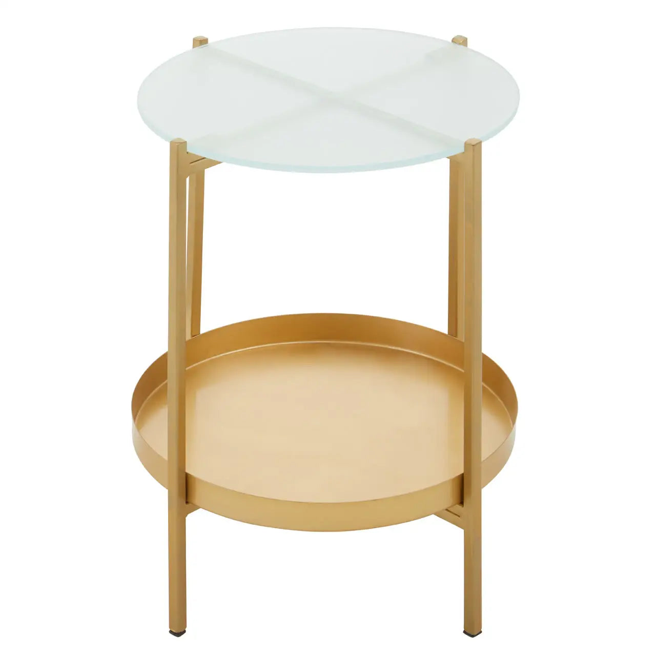Pali Glass Two Tier Side Table With Gold Metal Base
