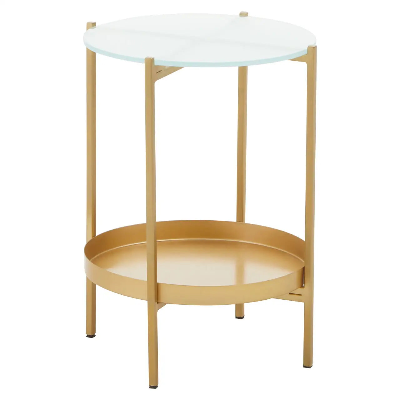 Pali Glass Two Tier Side Table With Gold Metal Base