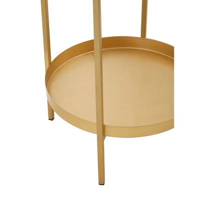 Pali Glass Two Tier Side Table With Gold Metal Base