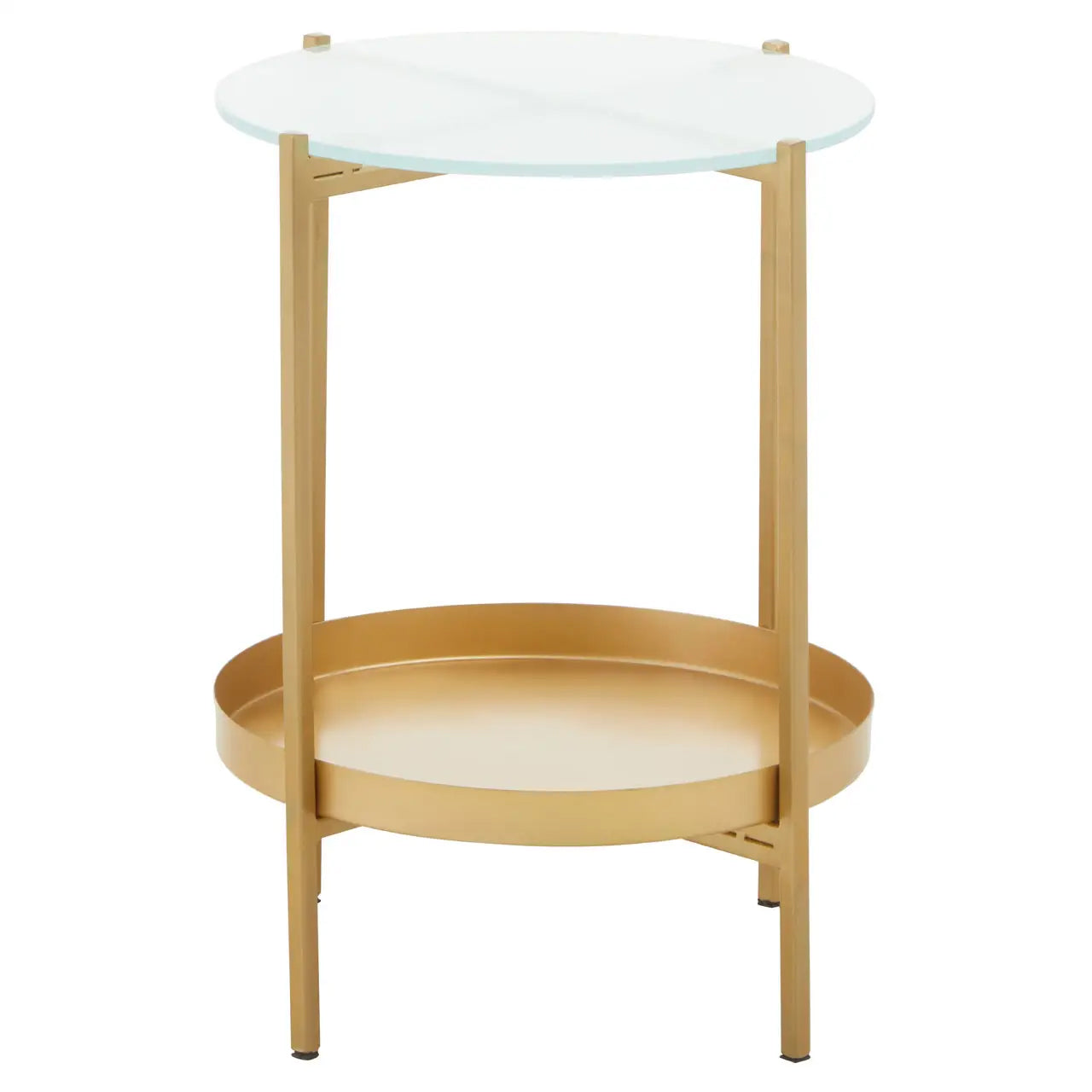 Pali Glass Two Tier Side Table With Gold Metal Base