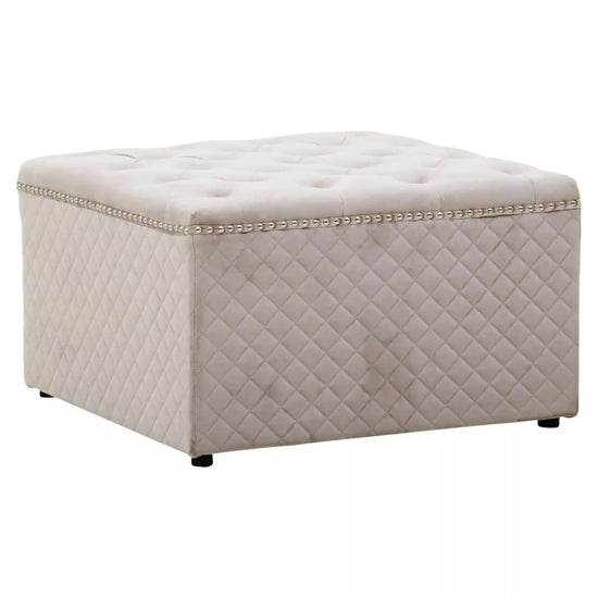 Zamora Square Velvet Ottoman In Grey