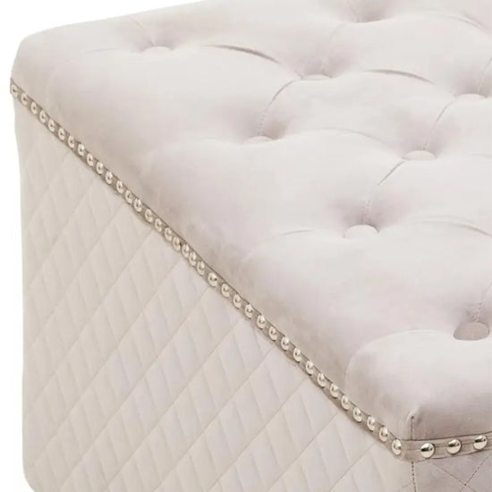 Zamora Square Velvet Ottoman In Grey