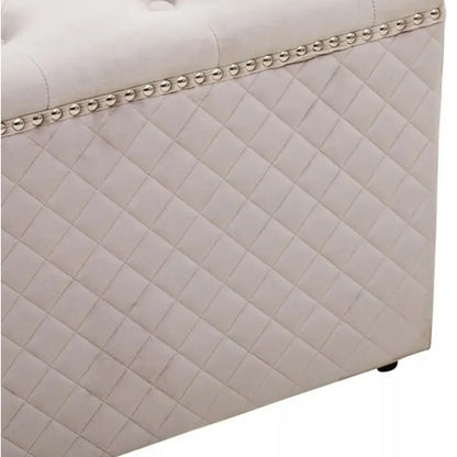 Zamora Square Velvet Ottoman In Grey