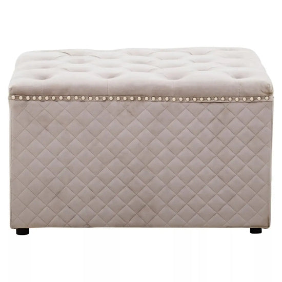 Zamora Square Velvet Ottoman In Grey