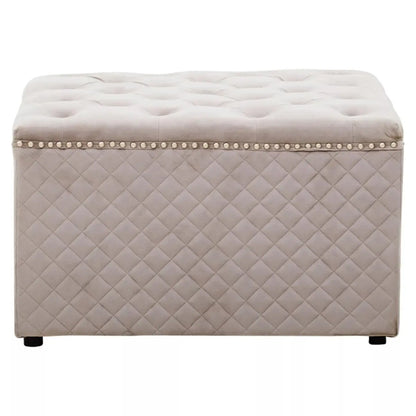 Zamora Square Velvet Ottoman In Grey