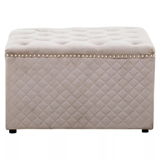 Zamora Square Velvet Ottoman In Grey
