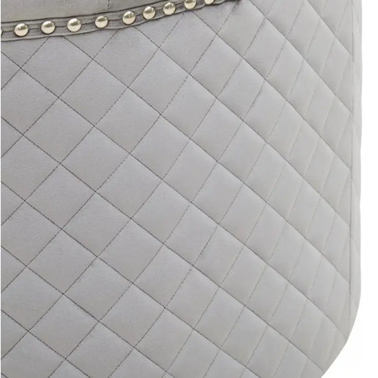 Zamora Round Velvet Ottoman In Grey