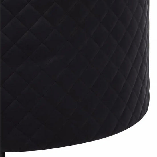 Zamora Round Velvet Ottoman In Black