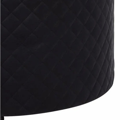 Zamora Round Velvet Ottoman In Black