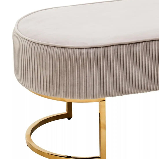 Zamora Velvet Ottoman Bench In Mink With Gold Finish Legs