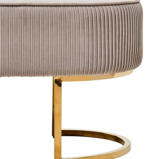Zamora Velvet Ottoman Bench In Mink With Gold Finish Legs