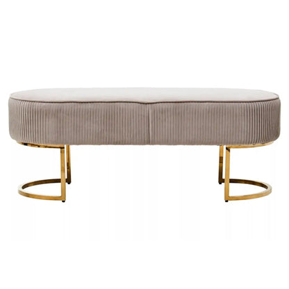Zamora Velvet Ottoman Bench In Mink With Gold Finish Legs