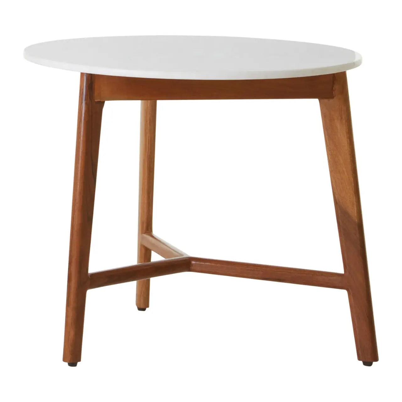 Myan Round Marble Top Side Table In White
