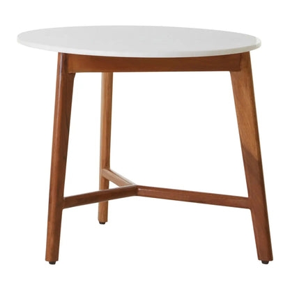 Myan Round Marble Top Side Table In White