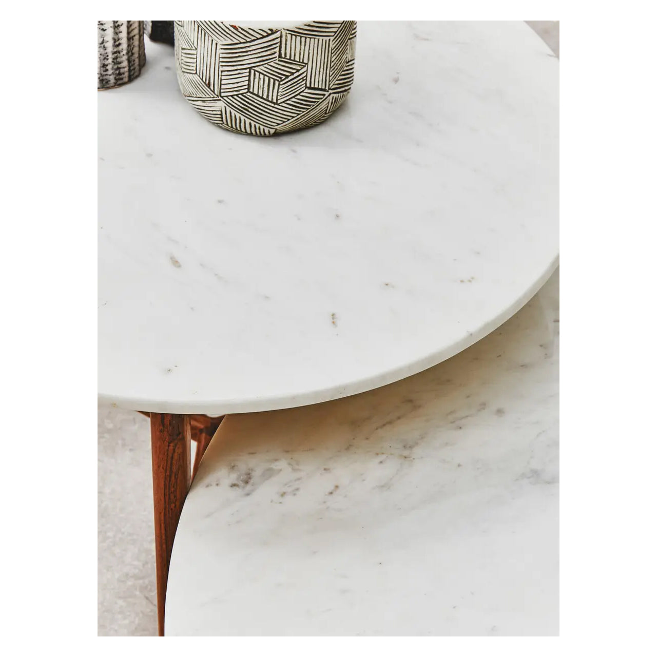Myan Round Marble Top Side Table In White