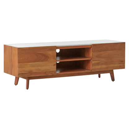Myan Marble Top TV Stand In White With 2 Doors