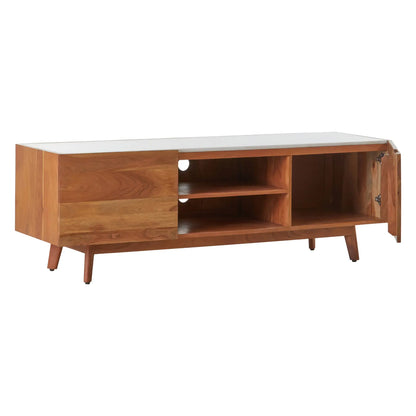 Myan Marble Top TV Stand In White With 2 Doors