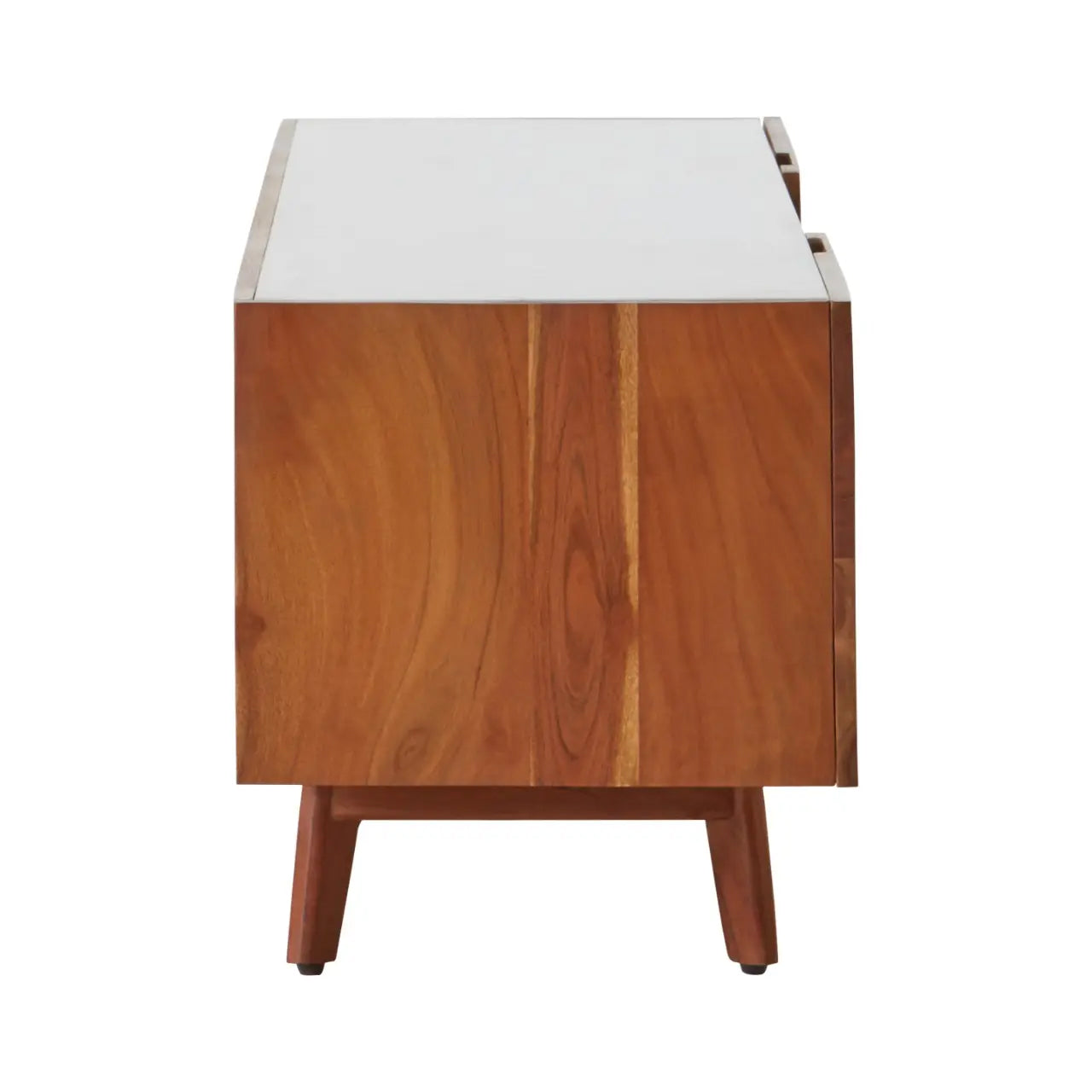 Myan Marble Top TV Stand In White With 2 Doors