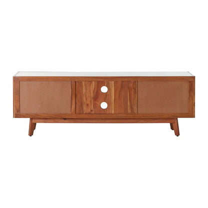 Myan Marble Top TV Stand In White With 2 Doors