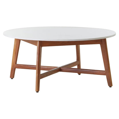 Myan Round Marble Top Coffee Table In White