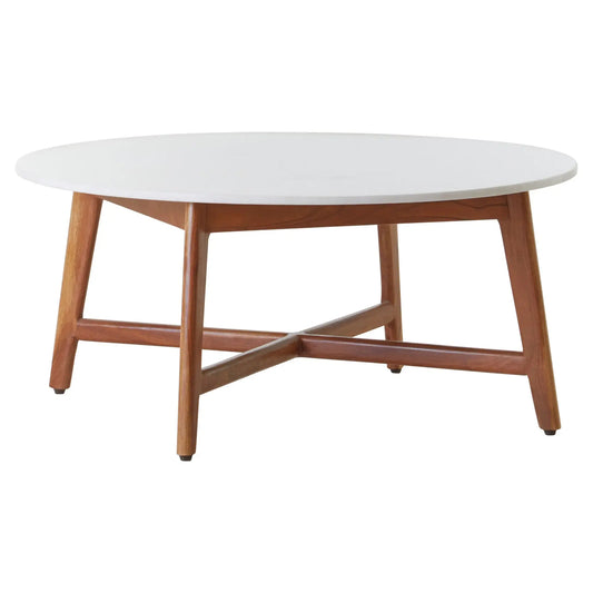 Myan Round Marble Top Coffee Table In White