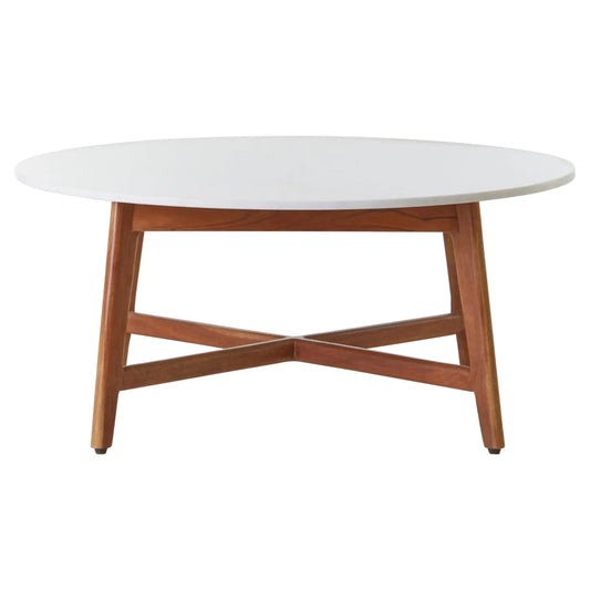 Myan Round Marble Top Coffee Table In White