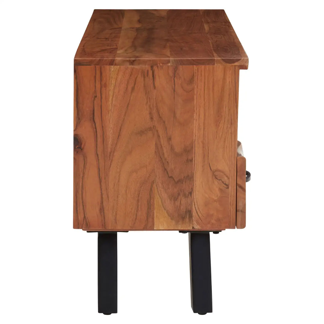 Nashik Acacia Wooden TV Stand With 3 Drawers In Natural