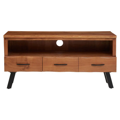 Nashik Acacia Wooden TV Stand With 3 Drawers In Natural