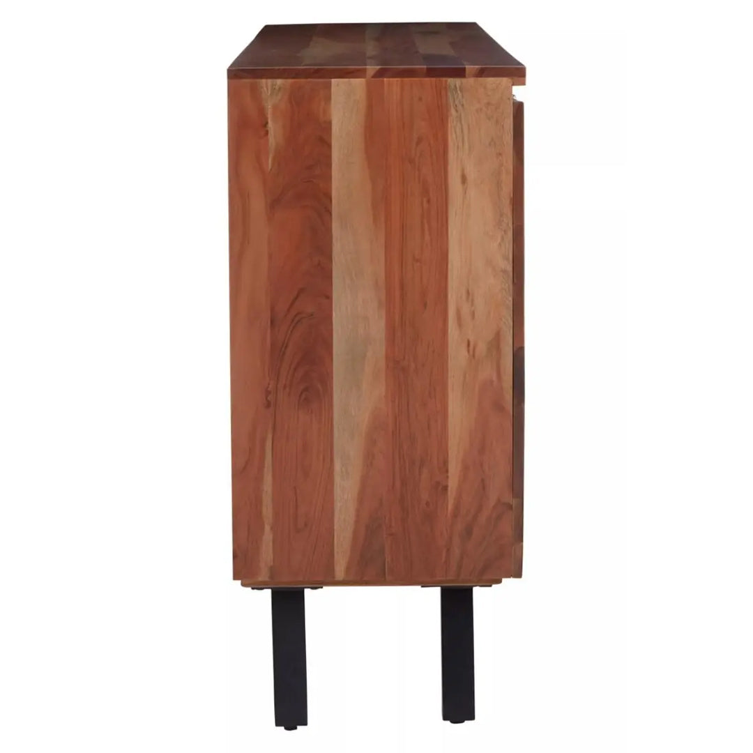 Nashik Acacia Wooden Sideboard With 2 Doors 3 Drawers In Natural