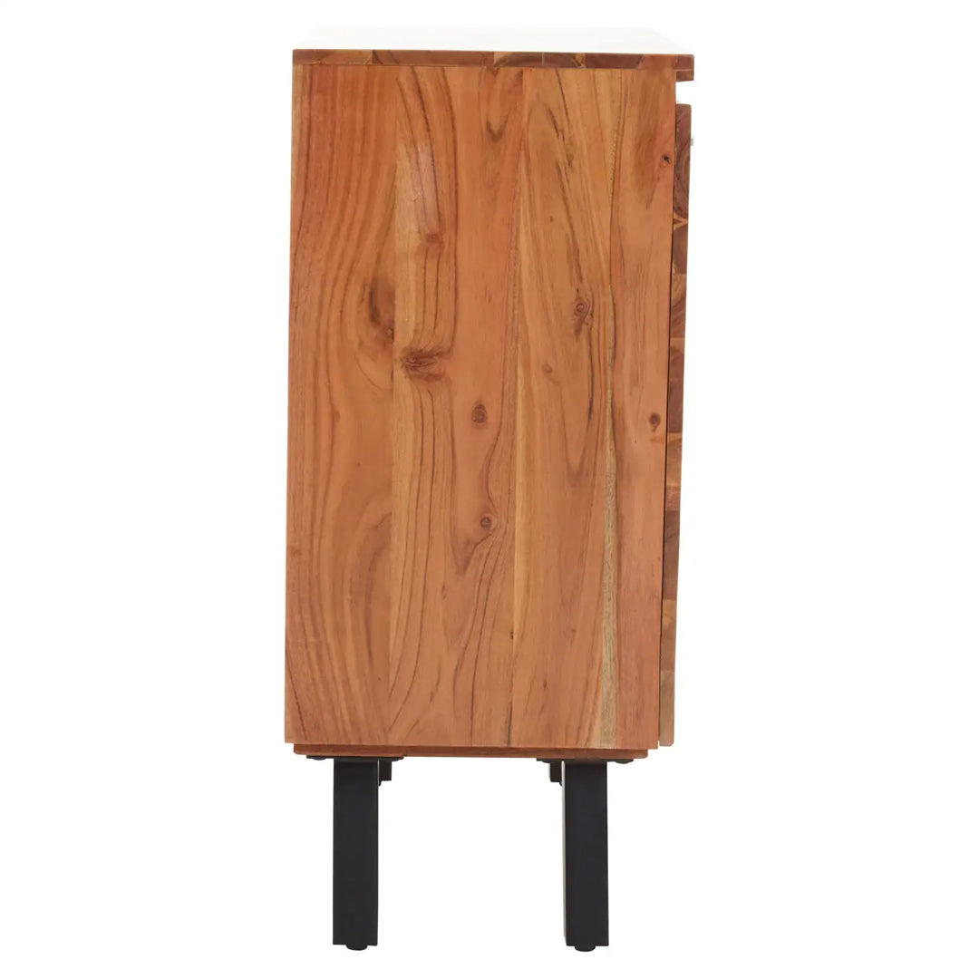 Nashik Acacia Wooden Sideboard With 1 Door 3 Drawers In Natural