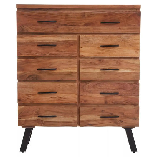 Nashik Acacia Wooden Chest of 9 Drawers In Natural