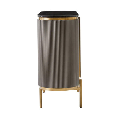 Dervio Marble Top Wooden Sideboard With 2 Doors In Black