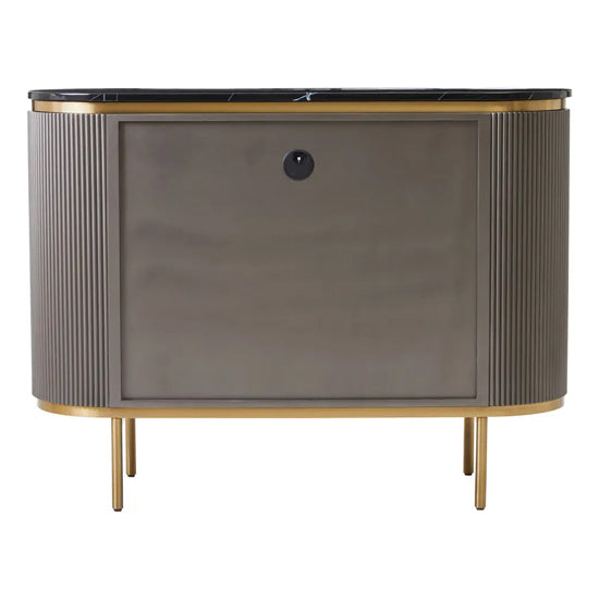 Dervio Marble Top Wooden Sideboard With 2 Doors In Black