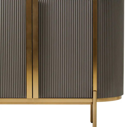 Dervio Marble Top Wooden Sideboard With 2 Doors In Black