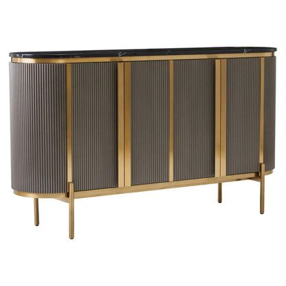 Dervio Marble Top Wooden Sideboard With 4 Doors In Black
