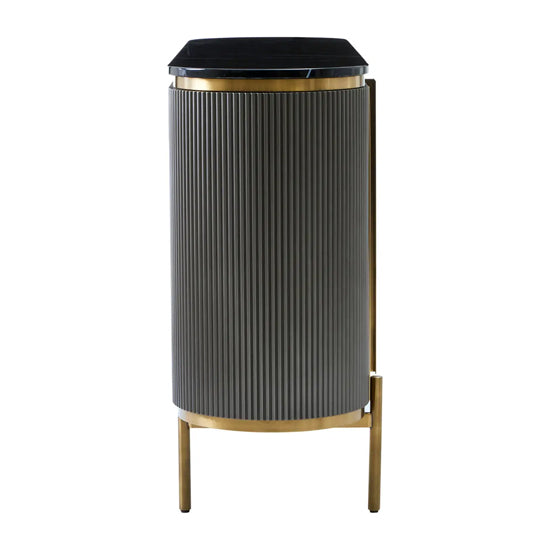 Dervio Marble Top Wooden Sideboard With 4 Doors In Black