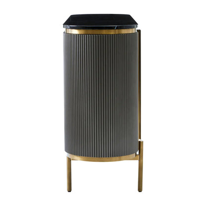 Dervio Marble Top Wooden Sideboard With 4 Doors In Black