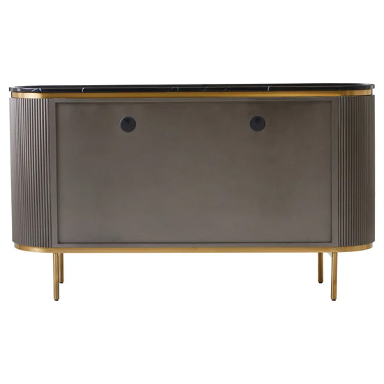 Dervio Marble Top Wooden Sideboard With 4 Doors In Black