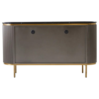 Dervio Marble Top Wooden Sideboard With 4 Doors In Black