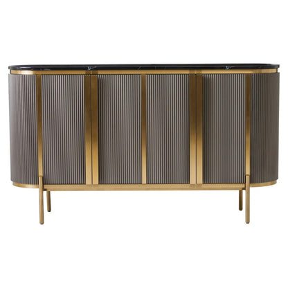 Dervio Marble Top Wooden Sideboard With 4 Doors In Black
